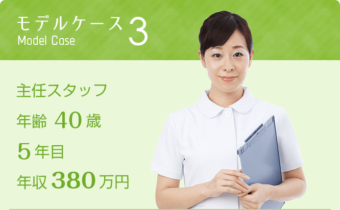 主任スタッフ40歳 5年目 年収380万  